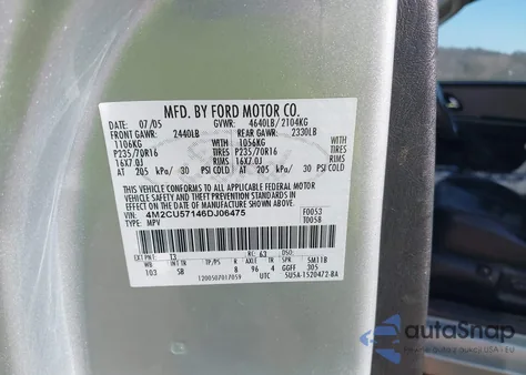 2006 Mercury Mariner Luxury/Premier z USA, uszkodzony, nr VIN 4M2CU57146DJ06475